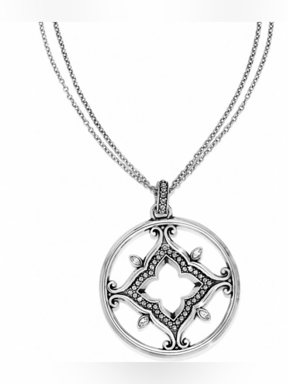 Brighton MORENA Silver Crystals Pendant Reversible Necklace  2439